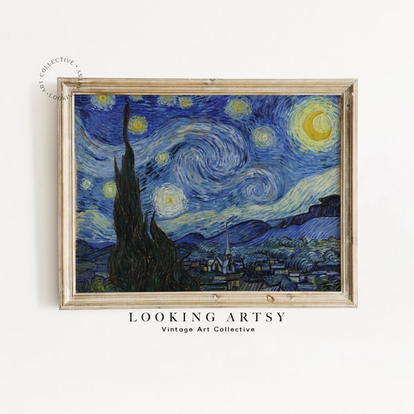 Vintage Starry Night | Landscape Painting | Famous Art Print  | Printable Famous Art Prints | Fine Art Print |  *DIGITAL DOWNLOAD* | #0121