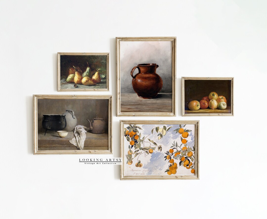 Vintage Kitchen Gallery Wall Art Set of 5 Gallery Wall Set Dining Room