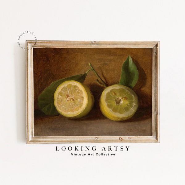 Lemon Still Life Painting | Vintage Fruit Still Life | Vintage Oil Painting *DIGITAL DOWNLOAD* | #0071