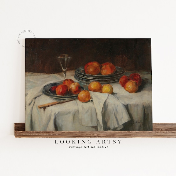 Antique Fruit Still Life Oil Painting | Moody Vintage Art | Country Farmhouse Kitchen Wall Décor | PRINTABLE * DIGITAL DOWNLOAD * | #0443