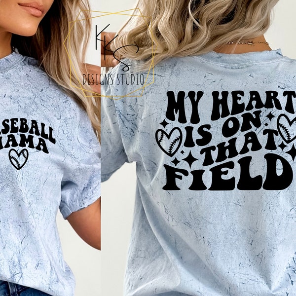 My Heart Is On That Field SVG, My Heart Is On That Field PNG, Baseball Mama PNG, Baseball Mama svg, Trendy Wavy Design, Instant Download