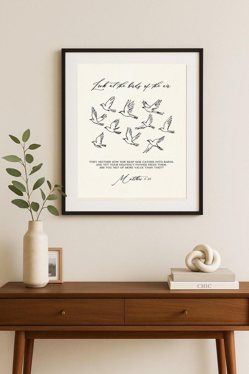 Look at the Birds of the Air Matthew 6 | Bible Verse Wall Art | Modern ...