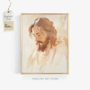 Minimalist Jesus Printable | Christian Wall Art | Religious Digital Download | Faith-Based Home Decor | Jesus Portrait Art | Spiritual Art