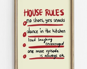 Funny House Rules Art Print: Playful Home Decor (Digital Download)