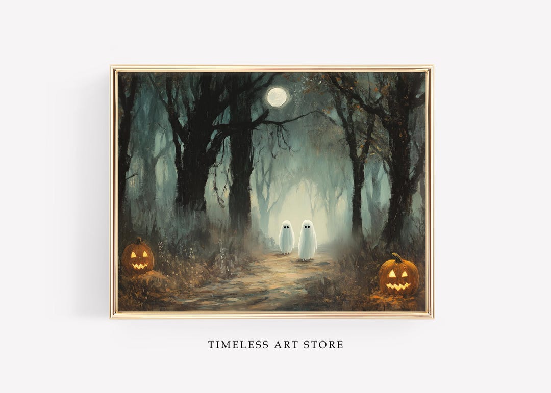 Printable Halloween Wall Decor | Vintage Ghost Art | Spooky Ghosts in a ...