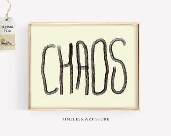 Chaos Typography Print: Wavy 70s Retro Art (Digital Download)