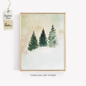 Minimalist Christmas Wall Art | Christmas Tree Print | Winter Ladscape | Modern Winter Wall Decor | Cozy Holiday Art | Printable Wall Art