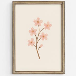 Cherry Blossom Wall Art | Sakura Watercolor Printable | Light Pink Botanical Decor | Minimalist Floral Digital Download For Bedroom