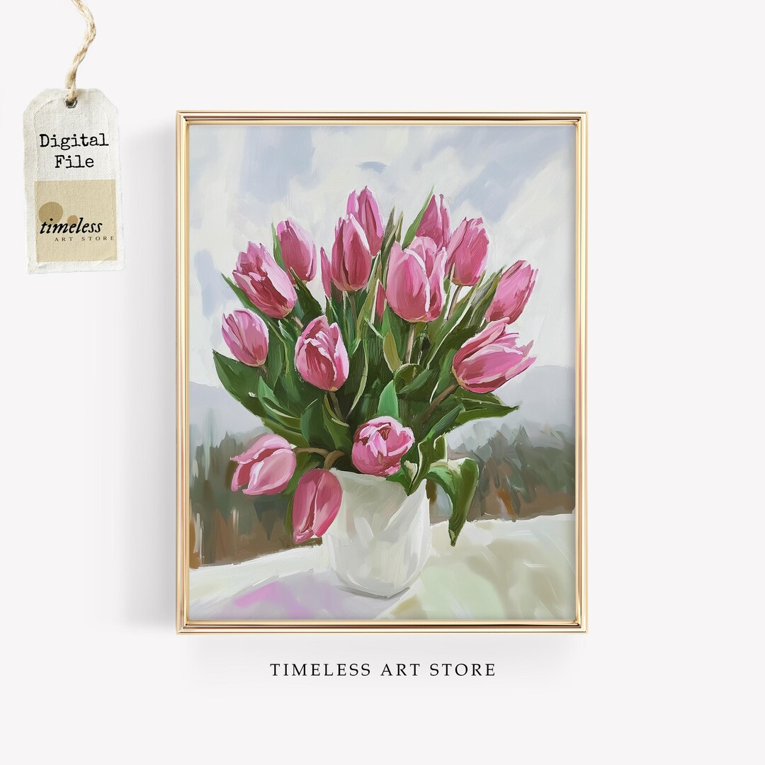 Pink Tulip Print: Romantic Floral Wall Art (digital Download) - Etsy
