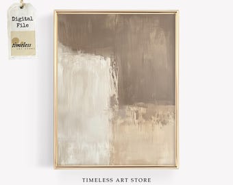 Neutral Abstract Wall Art | Beige Brown Japandi Artwork | Minimalist Modern Aesthetic Decor | Earth Tone Digital Download