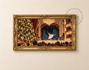 Nutcracker Ballet, Ballerina Theater Scene, Christmas Frame TV Art, Digital Download
