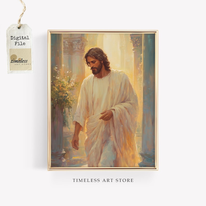 Jesus Kristus-målning | Kristen väggkonst | LDS-porträtt av Kristus | Utskrivbar bibelkonst | Digital nedladdning av Jesus bild 1