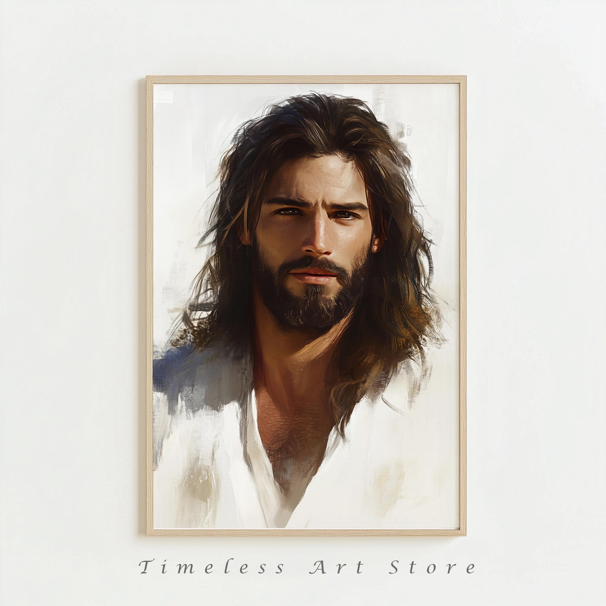 Jesus Portrait Wall Art | Christian Digital Download | Catholic Bible ...