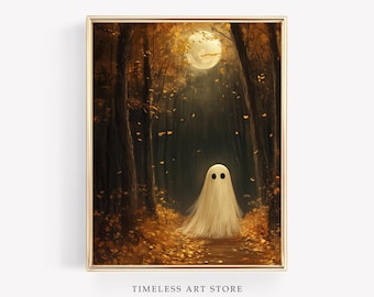 Oeuvres d'art d'Halloween fantômes maussades | Décoration d'Halloween Dark Academia | Décoration d'intérieur gothique pour Halloween | Décoration de style vintage | Tableau fantôme
