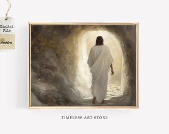 Jesus Christ Resurrection Artwork | Easter Christian Wall Art | Digital Download | Jesus Leaving The Tomb |  LDS Resurrection Painting