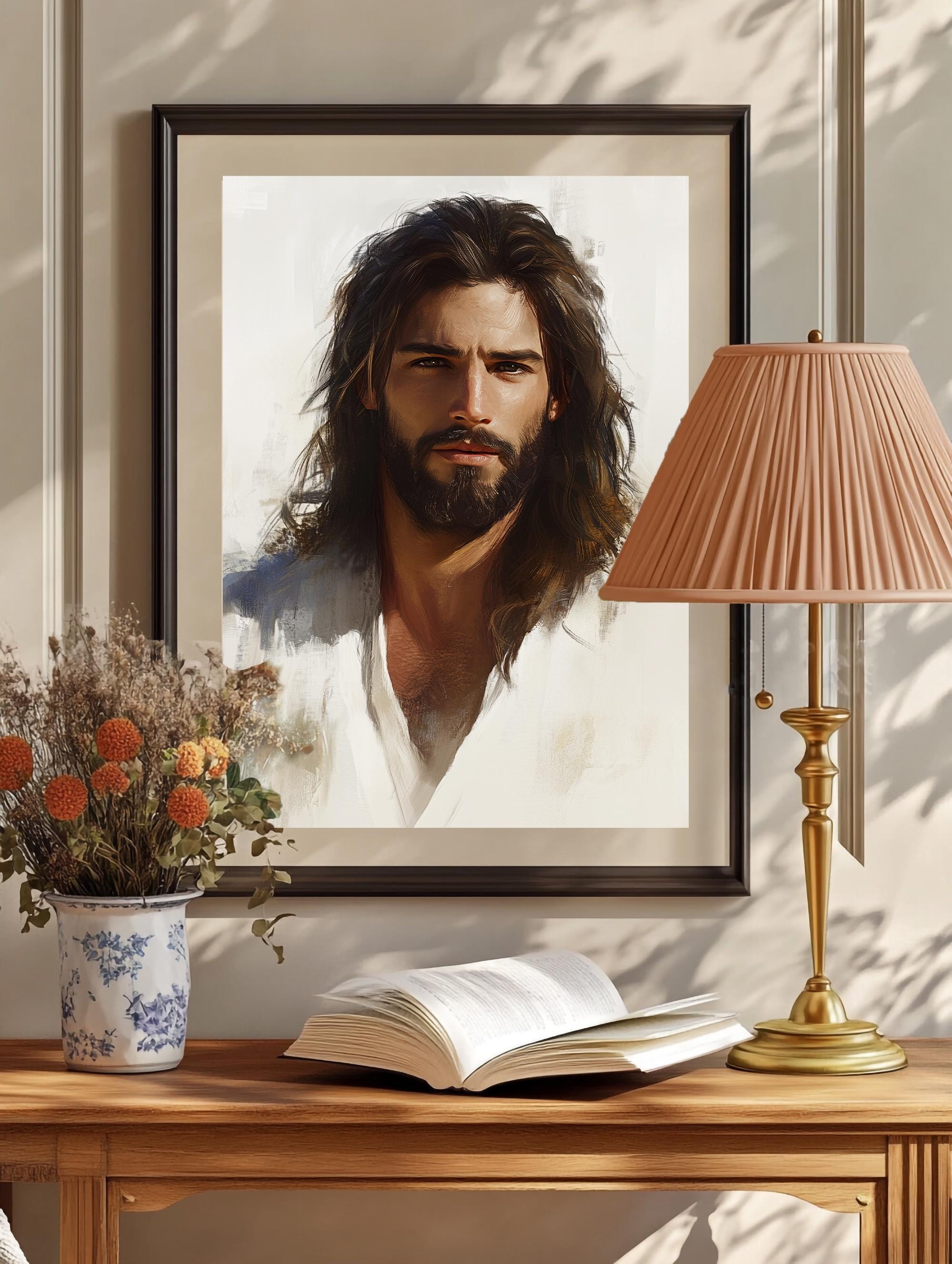 Jesus Portrait Wall Art | Christian Digital Download | Catholic Bible ...