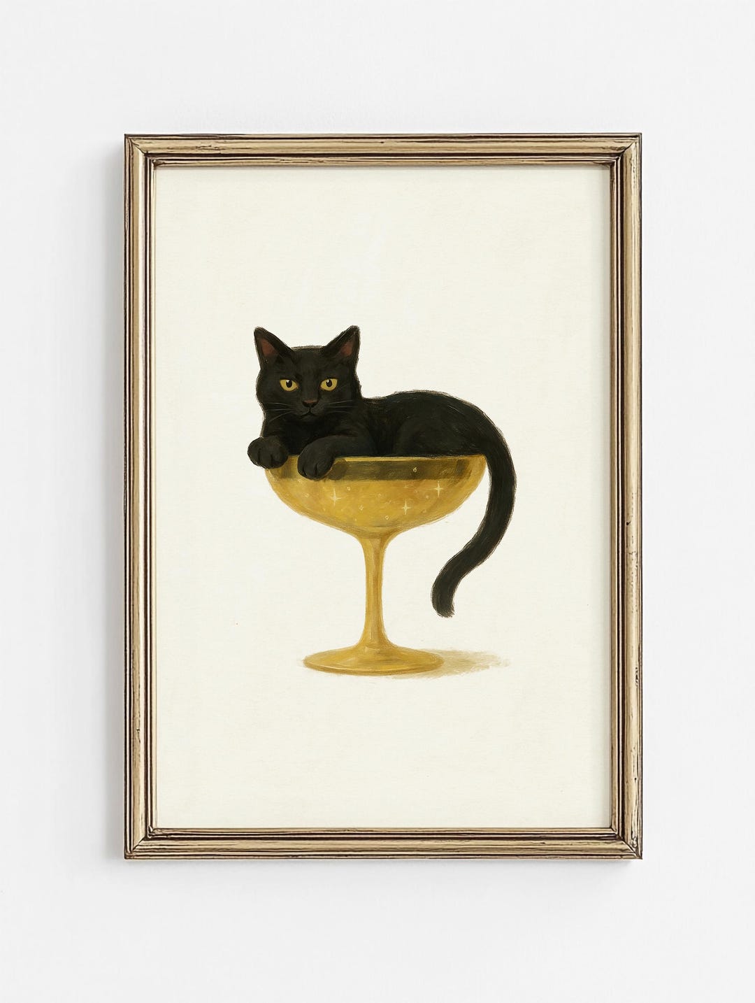 Black Cat Cocktail Art Print: Retro Bar Cart Decor (digital Download ...