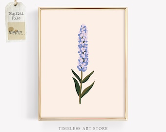 Printable Lavender Spring Wall Art | Minimalist Botanical Digital Download | Pastel Floral Decor for Modern Bedrooms | Nature-Inspired Art