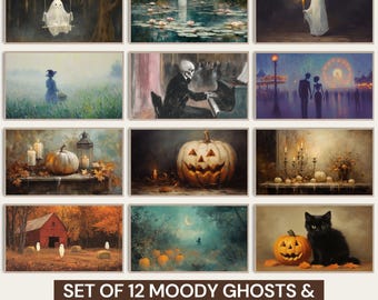 Halloween Frame TV Art: Vintage Ghosts, Pumpkins, Cats (Digital Download)