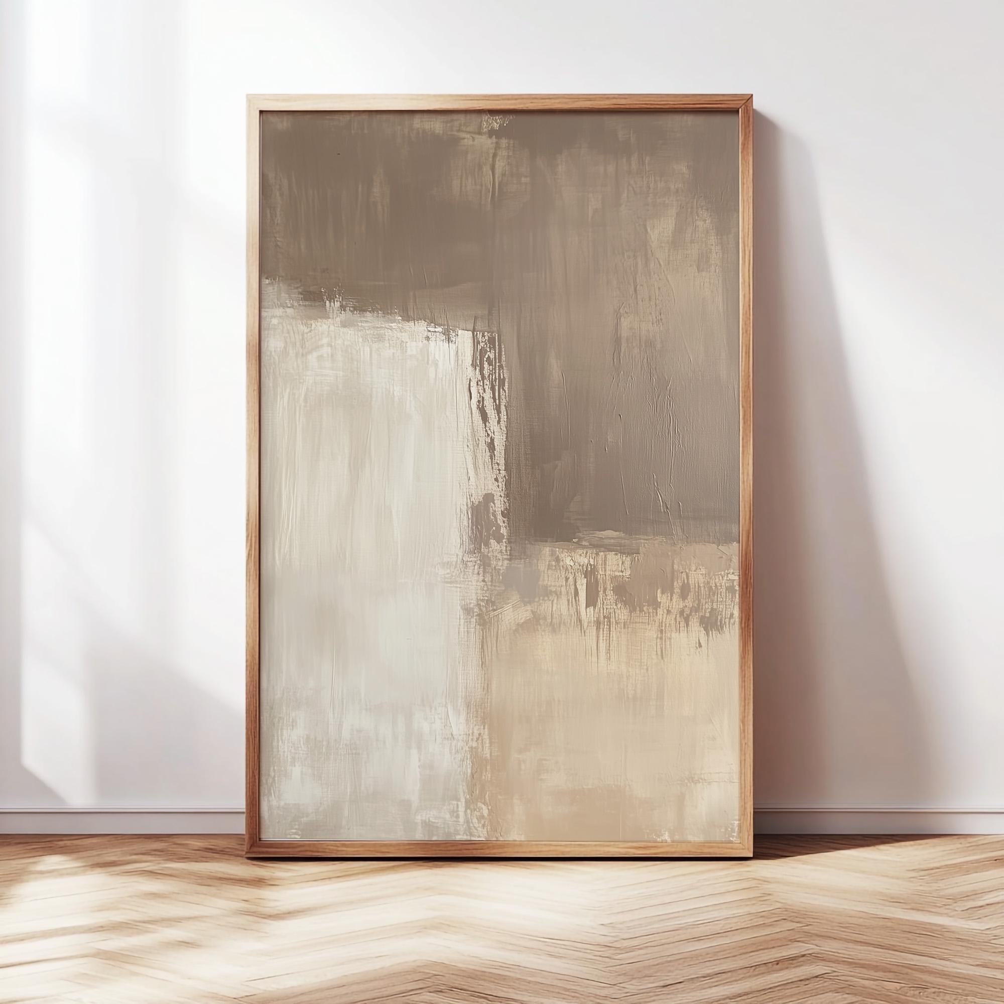 Neutral Abstract Wall Art | Beige Brown Japandi Artwork | Minimalist ...