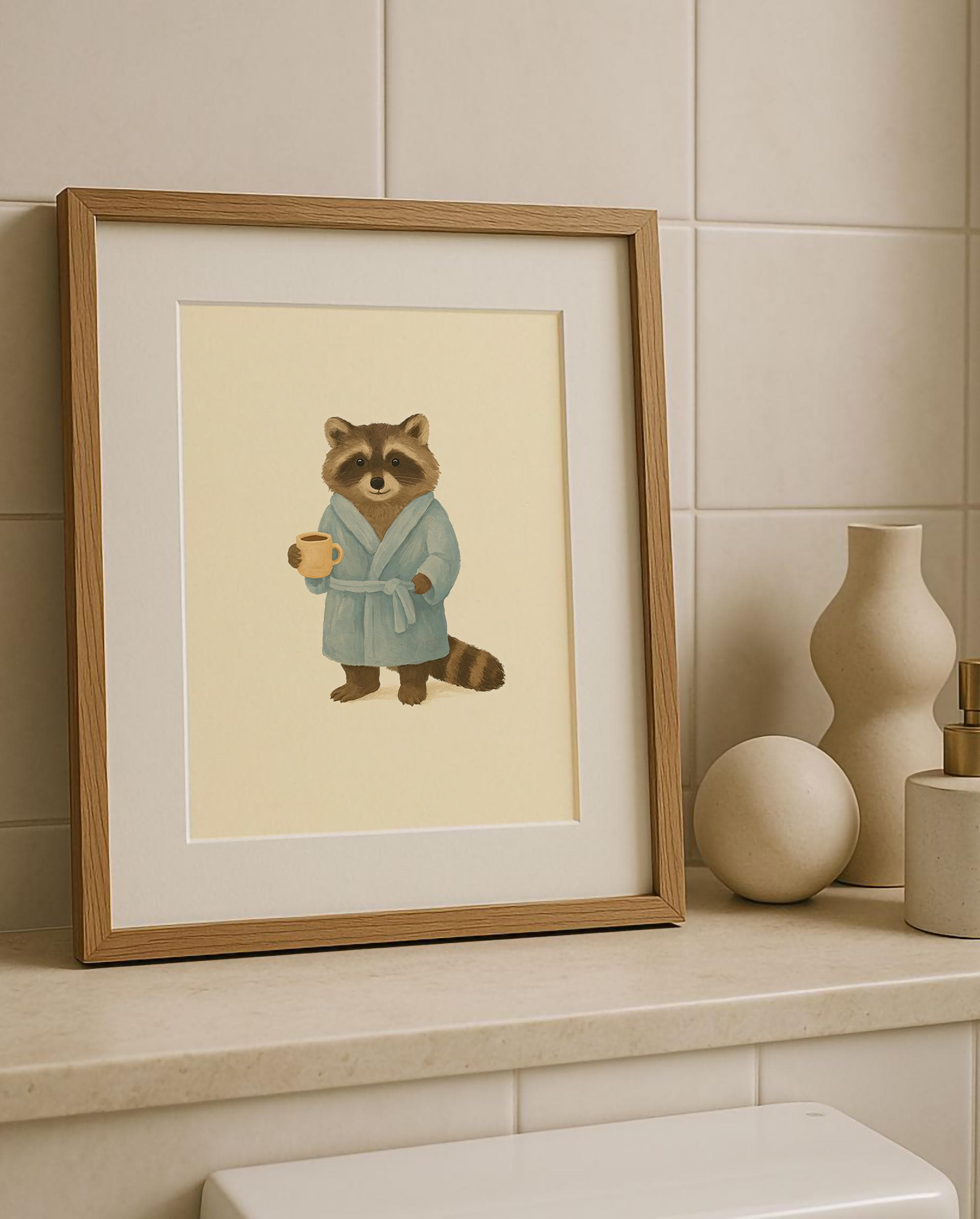 Cute Raccoon Bathroom Wall Art | Kids Bathroom Printable | Funny Coffee ...