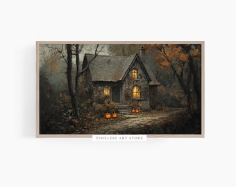 Halloween Haunted House Frame TV Art: Vintage Gothic Pumpkin (Digital Download)