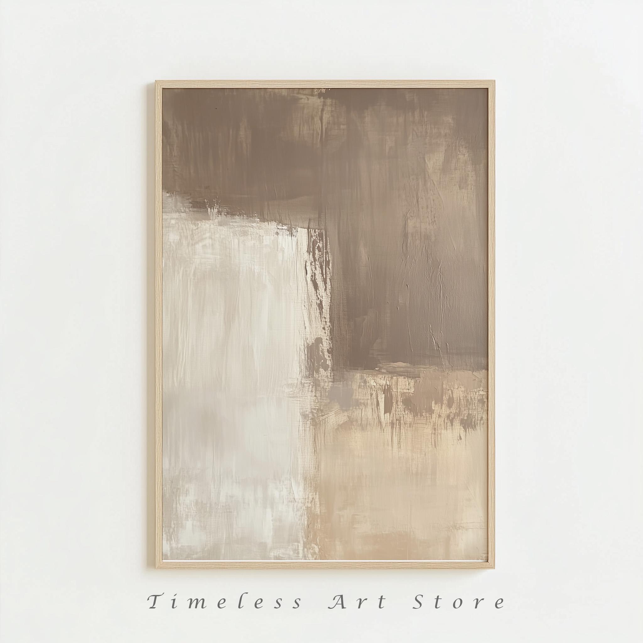 Neutral Abstract Wall Art | Beige Brown Japandi Artwork | Minimalist ...