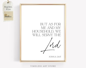 As For Me And My House Wall Art | Joshua 24 15 Scripture Wall Art | Christian Home Decor | Minimalist Bible Verse | Family Faith Artwork