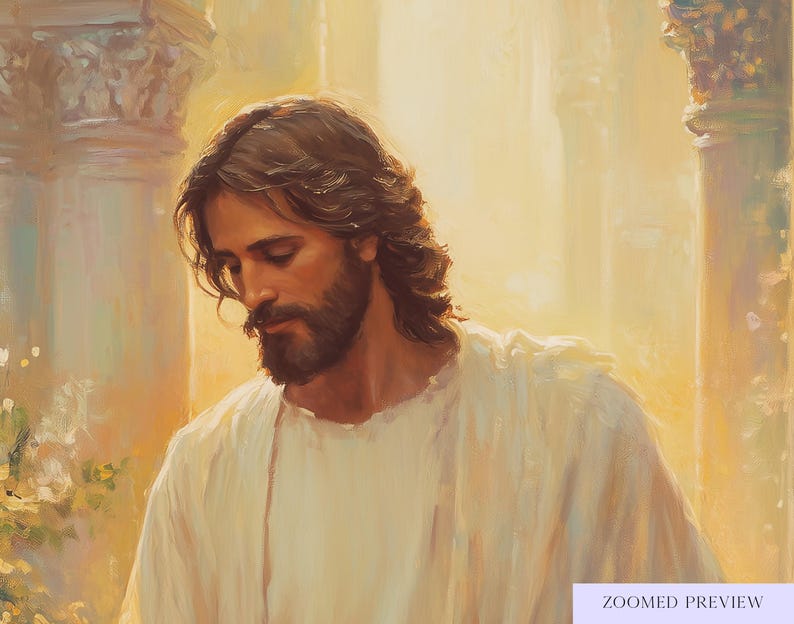 Jesus Kristus-målning | Kristen väggkonst | LDS-porträtt av Kristus | Utskrivbar bibelkonst | Digital nedladdning av Jesus bild 4