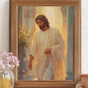 Jesus Kristus-målning | Kristen väggkonst | LDS-porträtt av Kristus | Utskrivbar bibelkonst | Digital nedladdning av Jesus bild 2