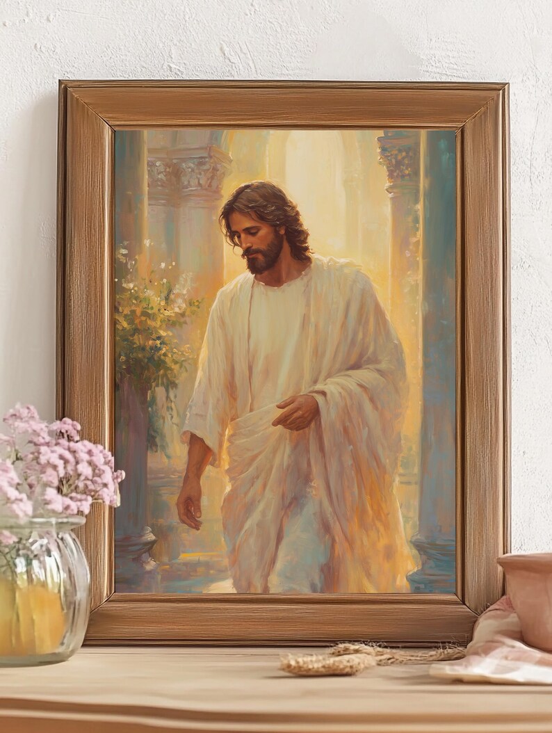 Jesus Kristus-målning | Kristen väggkonst | LDS-porträtt av Kristus | Utskrivbar bibelkonst | Digital nedladdning av Jesus bild 2