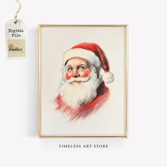 ヴィンテージサンタクロースの肖像画：クラシックなクリスマスウォール