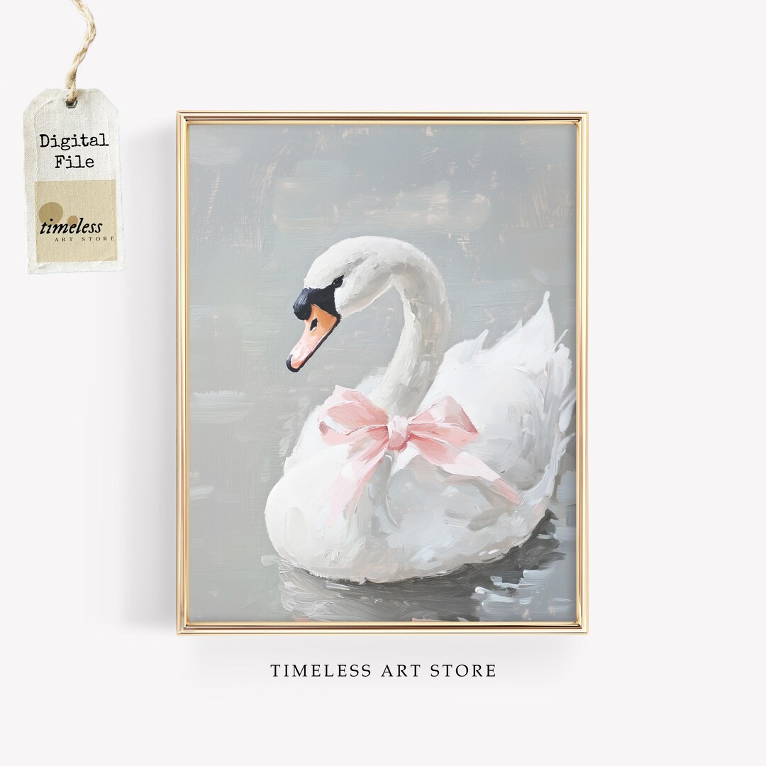 Coquette Swan Print: Pink Bow, Girl Nursery Decor (digital Download) - Etsy
