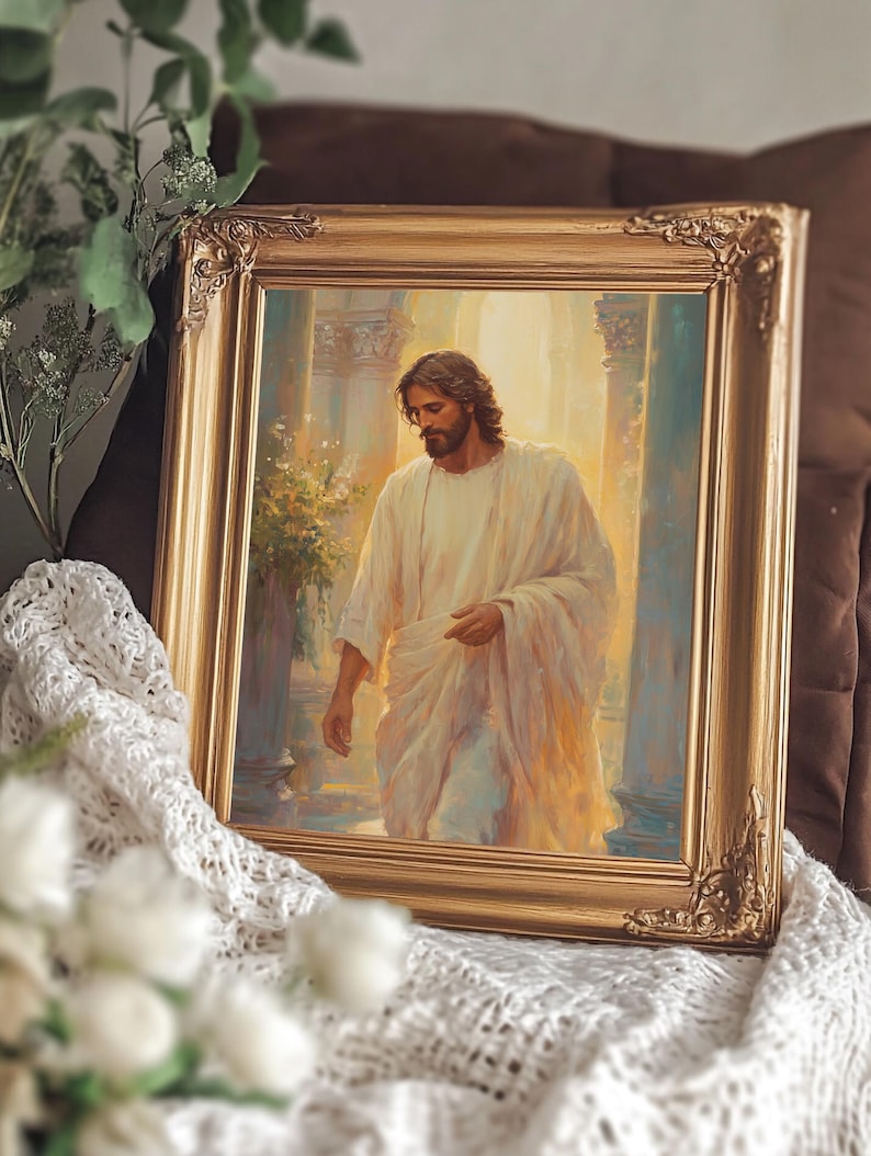 Jesus Kristus-målning | Kristen väggkonst | LDS-porträtt av Kristus | Utskrivbar bibelkonst | Digital nedladdning av Jesus bild 3