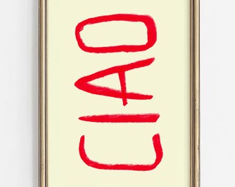 Ciao Italian Summer Wall Art: Red Typography Print (Digital Download)