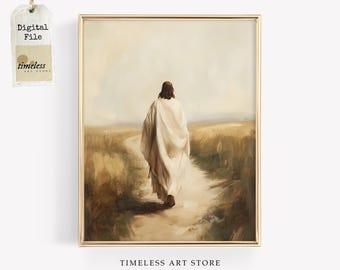 Jesus Walking The Sacred Path | Faith-Inspired Artwork | Christian Wall Art | Spiritual Journey Art | Religious Decor