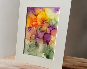 Original Mini Paintings | Alcohol Ink Art | Abstract Nature Garden | Fluid Art | Floral | Bright flowers | Gifts under 20 | Mother’s Day