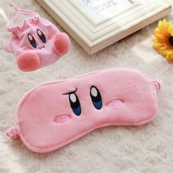 Máscara de ojos personalizada Kirby start Japan Anime Sleep Masks Cover Soft Bolsa de cosméticos ajustable Bolsa Pink Game Cartoon Animal Sleep Eyeshade