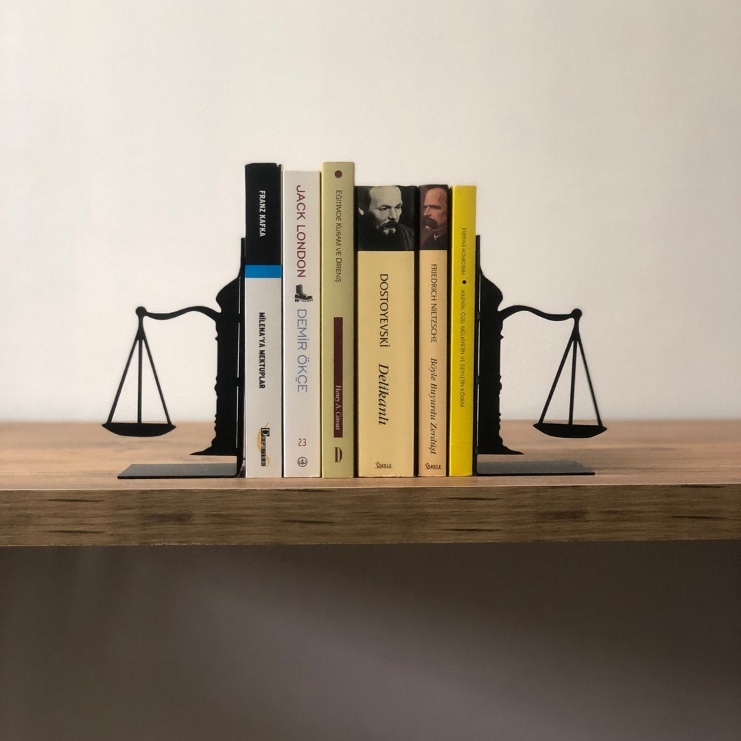 Scale of Justice Metal Bookends, Gift for Booklovers, Book Accessories