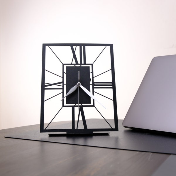 Desk Clock Black Etsy