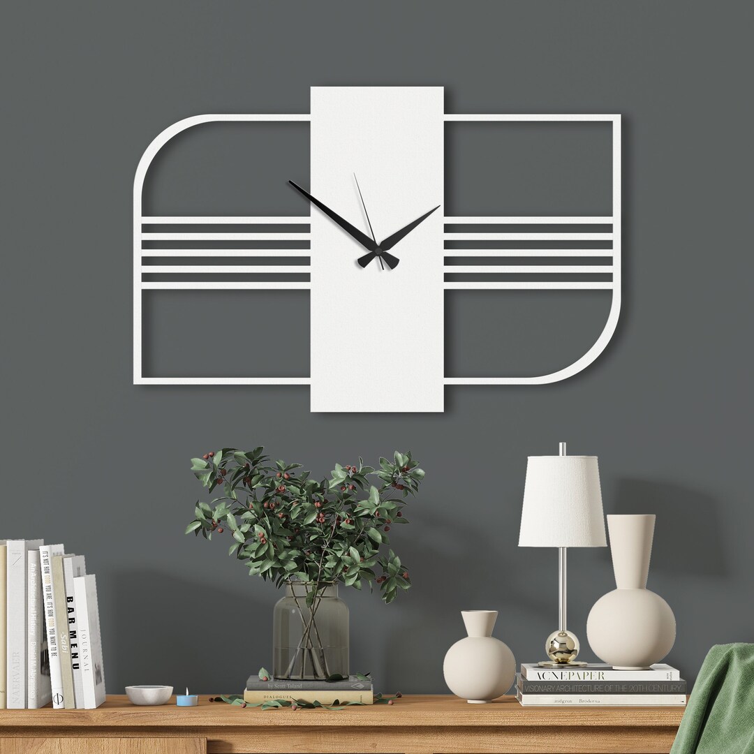 White Rectangle Wall Clock Unique Minimalist Wall Clock Etsy