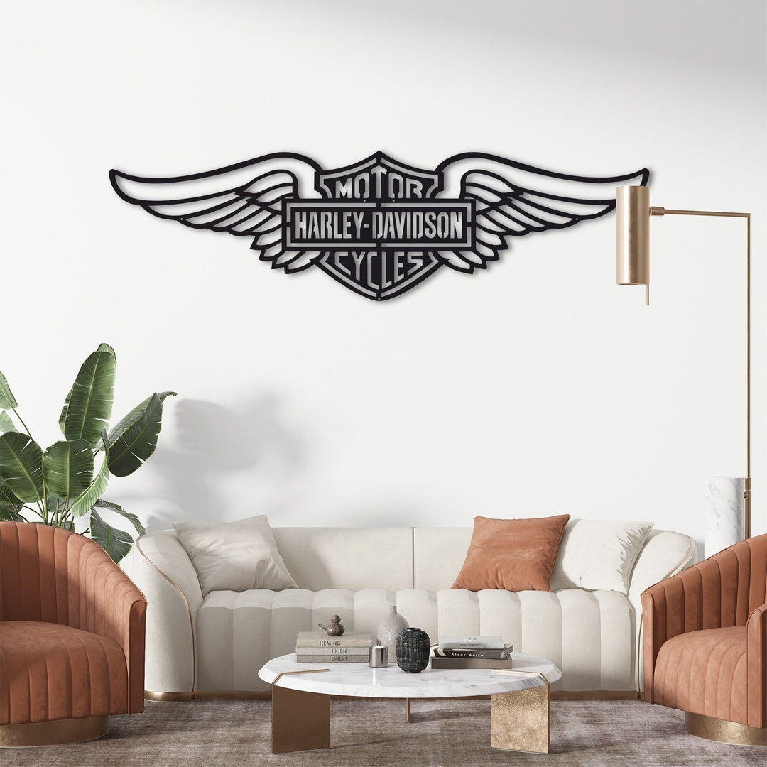 Harley Davidson Sign Metal Wall Art Harley Wall Art Harley Etsy