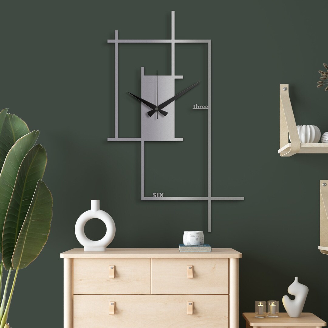 Rectangle Wall Clock Unique, 39.3 Extra Large Wall Clock, Black Wall