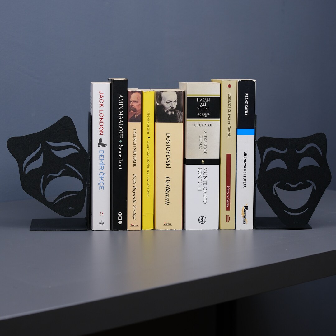 Modern Theatre Metal Bookends, Shelf Bookends, Book Holder, Gift for