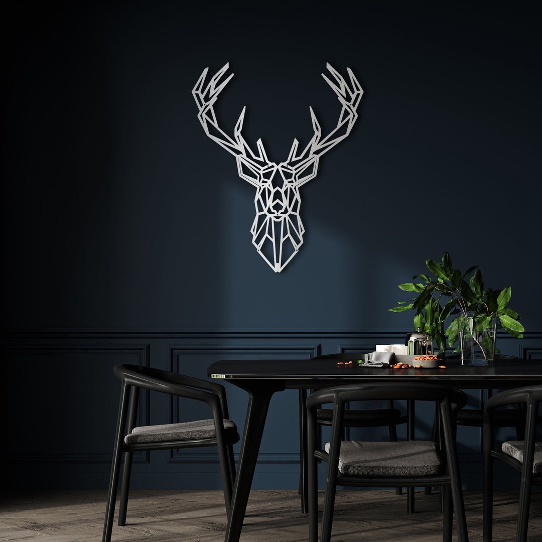 Silver Unique Deer Head Metal Wall Art Extra Large Wall Etsy