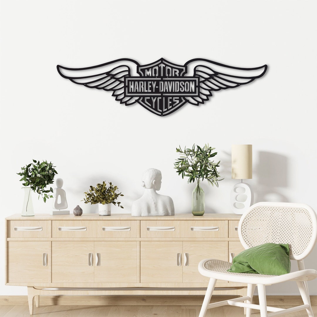 Harley Davidson Sign Metal Wall Art Harley Wall Art Harley Etsy
