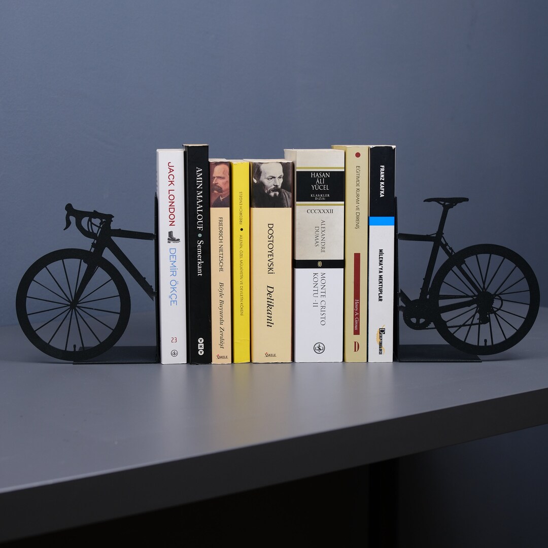Minimalist Cute Bike Metal Bookends, Heavy and Durable Bookends