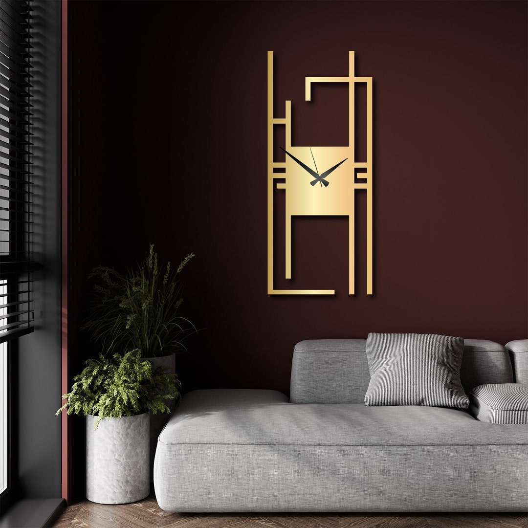 Gold Rectangle Wall Clock Unique, 39.3 Extra Large Wall Clock, Black