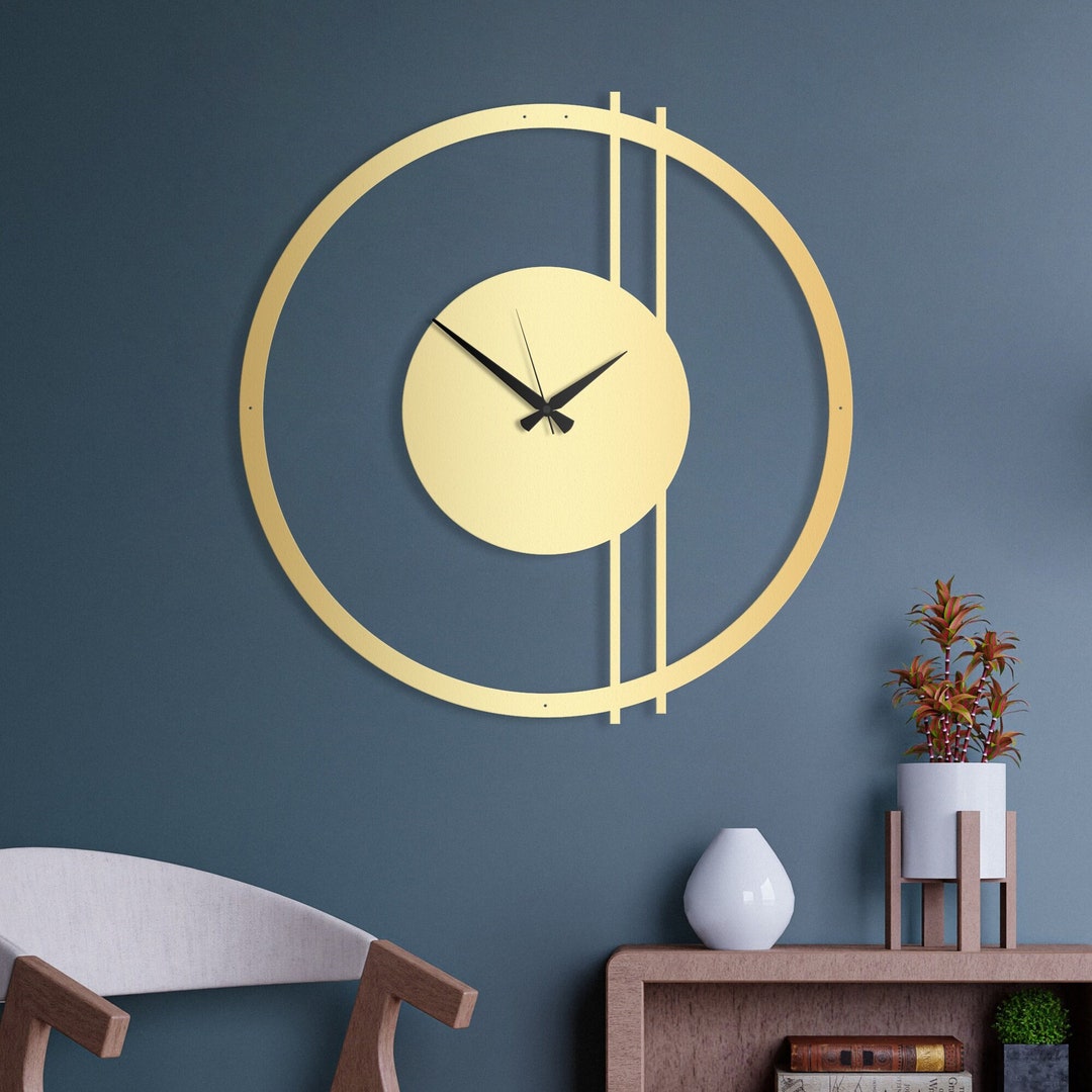 Gold Metal Wall Clock, Clock for Wall, 39 Unique Extra Large Wall Clock