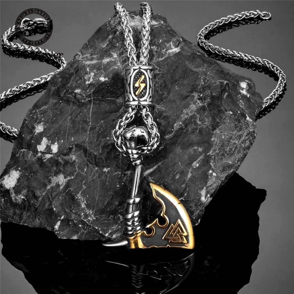 Vikings Ax Necklace Gothic Vikings Axe Pendant Selfdefense Etsy